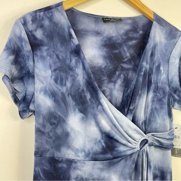 Lane Bryant Blue Tie Dye Stretch Knit O ring Wrap Cap Sleeve Dress 22 24 Petite - Picture 8 of 14